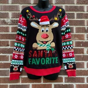No Boundaries Ugly Christmas Sweater Santa’s Favorite Size L (11-13) Juniors